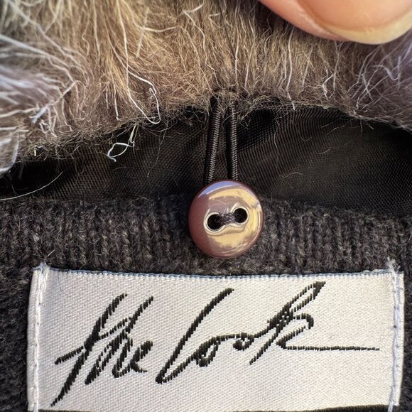 Randolph Duke Faux Fur Removable Trim Open Front Tie Waist Knit Cardigan Sweater - Picture 6 of 8